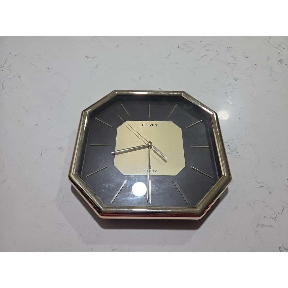 Vintage Citizen Quartz Wall Clock Octagon Gold‎ Made In Japan Tested Works!